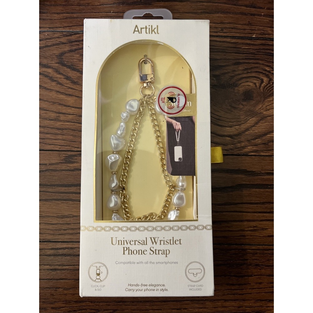 Artikl Universal Wristlet Phone Strap Pearls and Gold Chains Design NEW